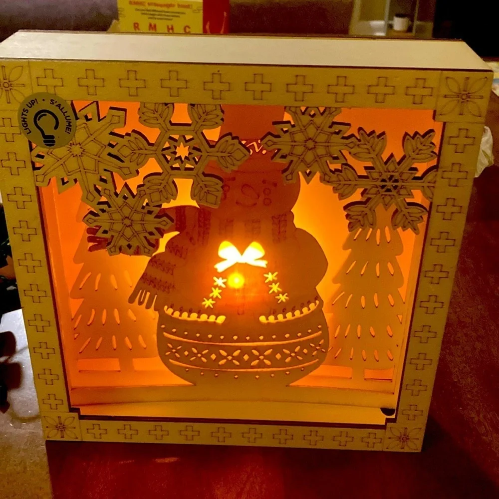 Christmas diy pre lit wood decor 1 set new beautiful